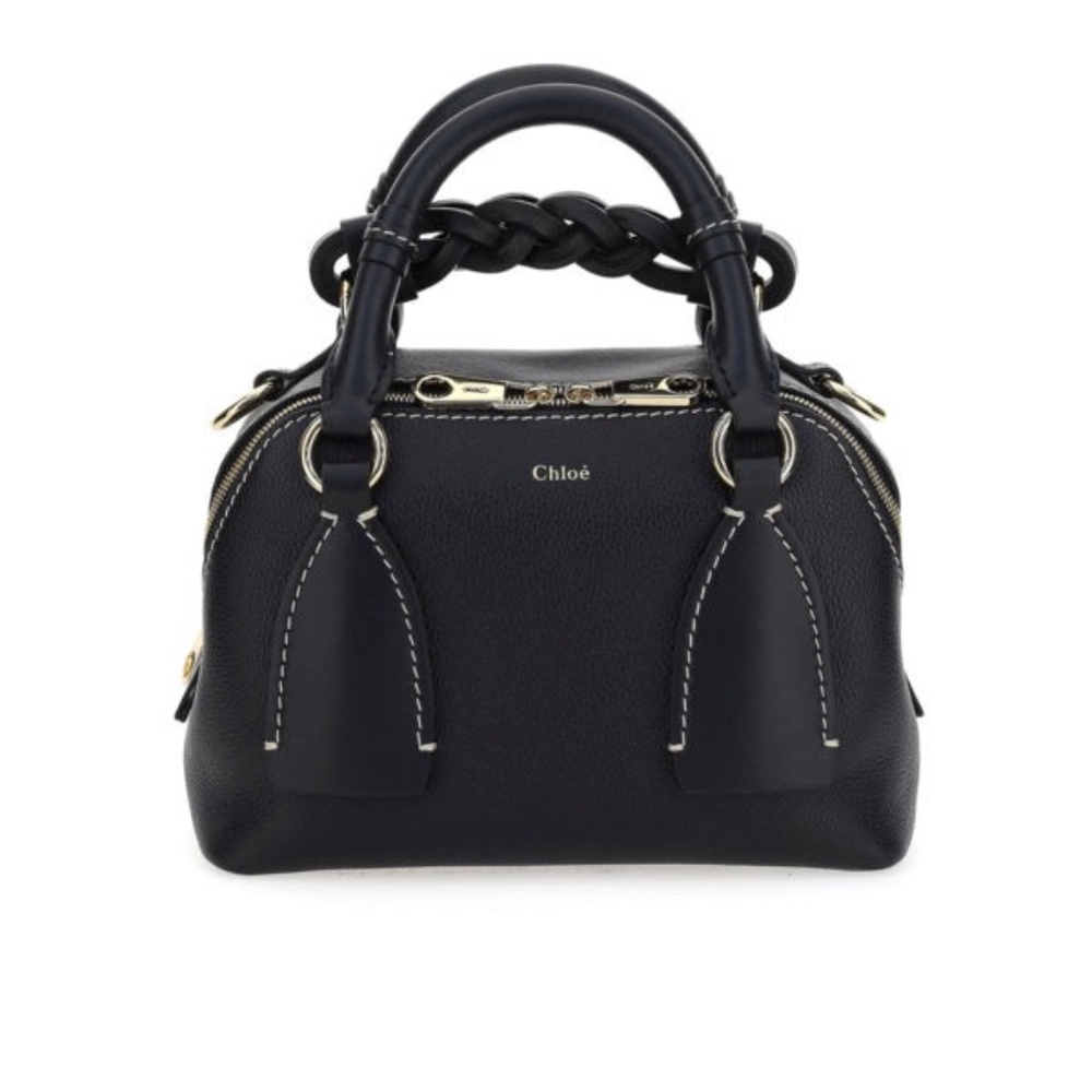 CHLOE 'DARIA' BRAIDED HANDLE GRAIN LEATHER SMALL SHOULDER BAG
